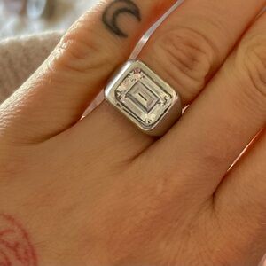 Wide band Moissanite Diamond Ring